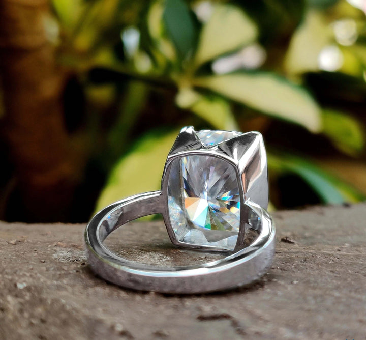 Moissanite Ring - Elegant Elongated Cushion Cut Engagement Ring