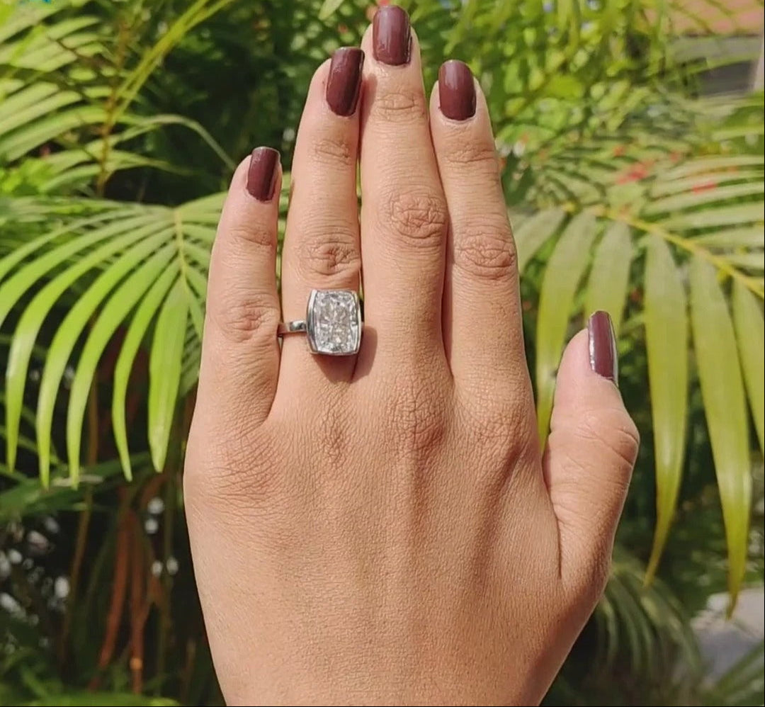 Moissanite Ring - Elegant Elongated Cushion Cut Engagement Ring