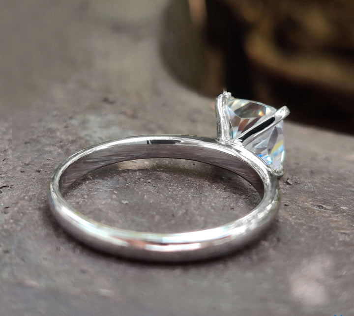 Moissanite Ring - Timeless Cushion Cut Solitaire Engagement Ring
