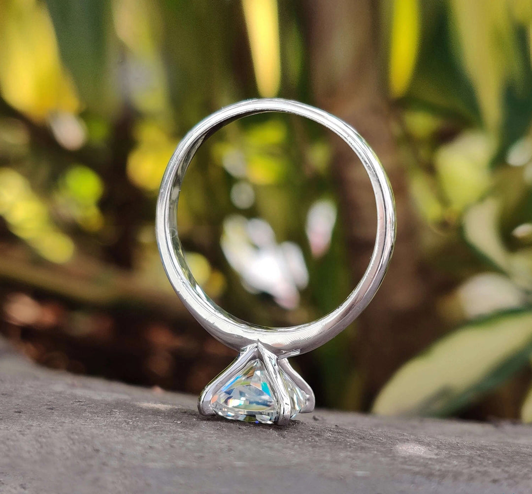 Moissanite Ring - Timeless Cushion Cut Solitaire Engagement Ring
