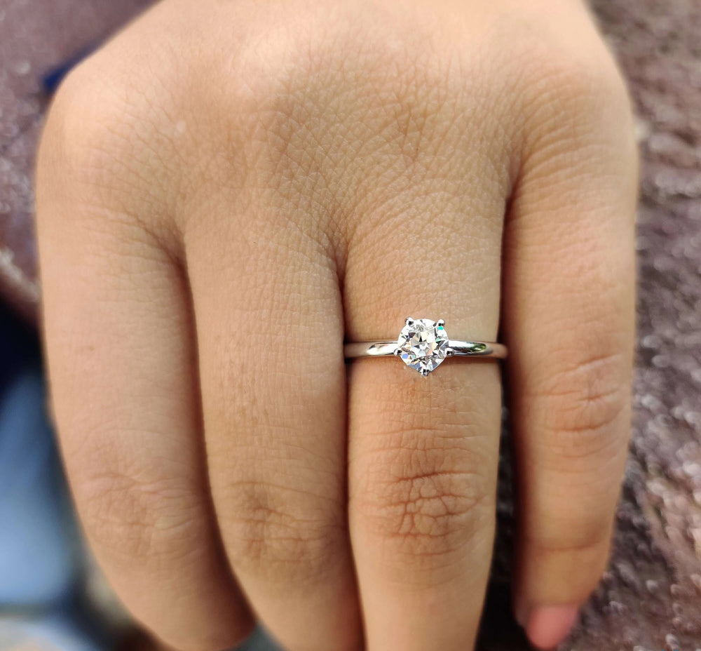 Moissanite Ring - Classic Old European Cut Solitaire Engagement Ring