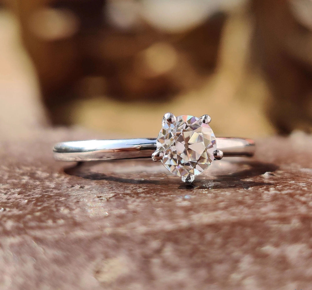 Moissanite Ring - Classic Old European Cut Solitaire Engagement Ring