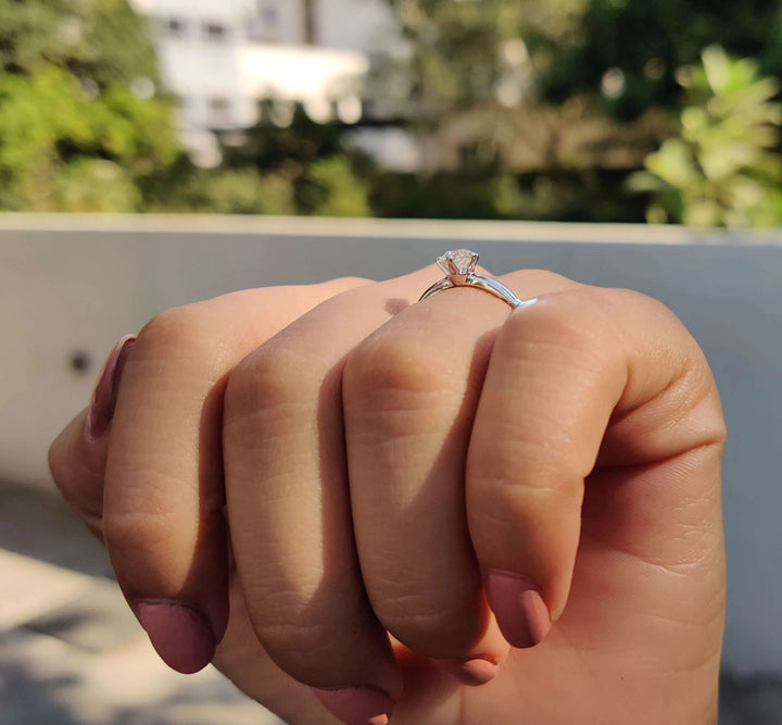 Moissanite Ring - Classic Old European Cut Solitaire Engagement Ring