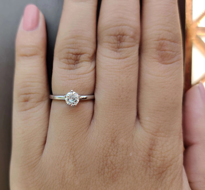 Moissanite Ring - Classic Old European Cut Solitaire Engagement Ring