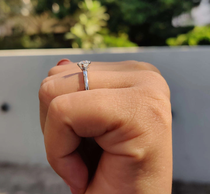 Moissanite Ring - Classic Old European Cut Solitaire Engagement Ring