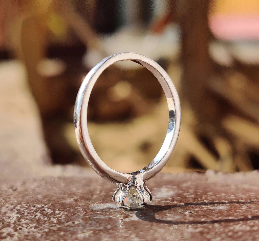 Moissanite Ring - Classic Old European Cut Solitaire Engagement Ring