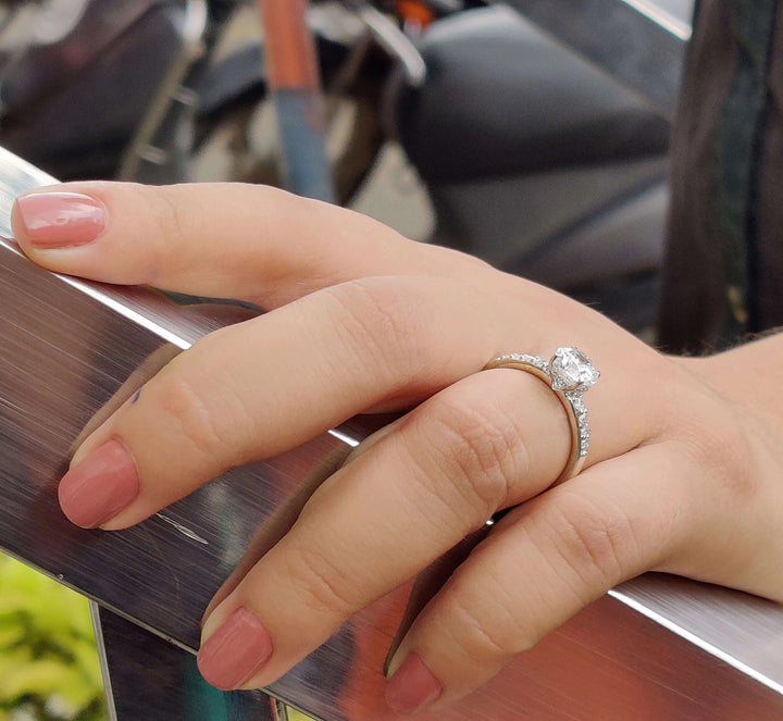 Moissanite Ring - Stunning Green Moissanite Engagement Ring