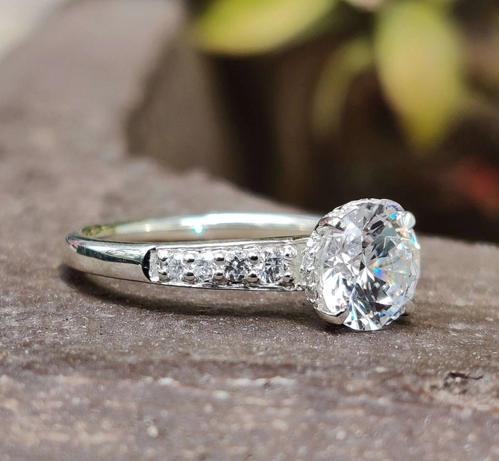 Moissanite Ring - Stunning Green Moissanite Engagement Ring