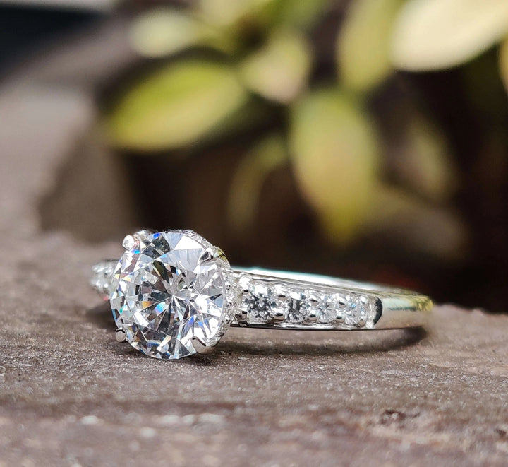 Moissanite Ring - Stunning Green Moissanite Engagement Ring