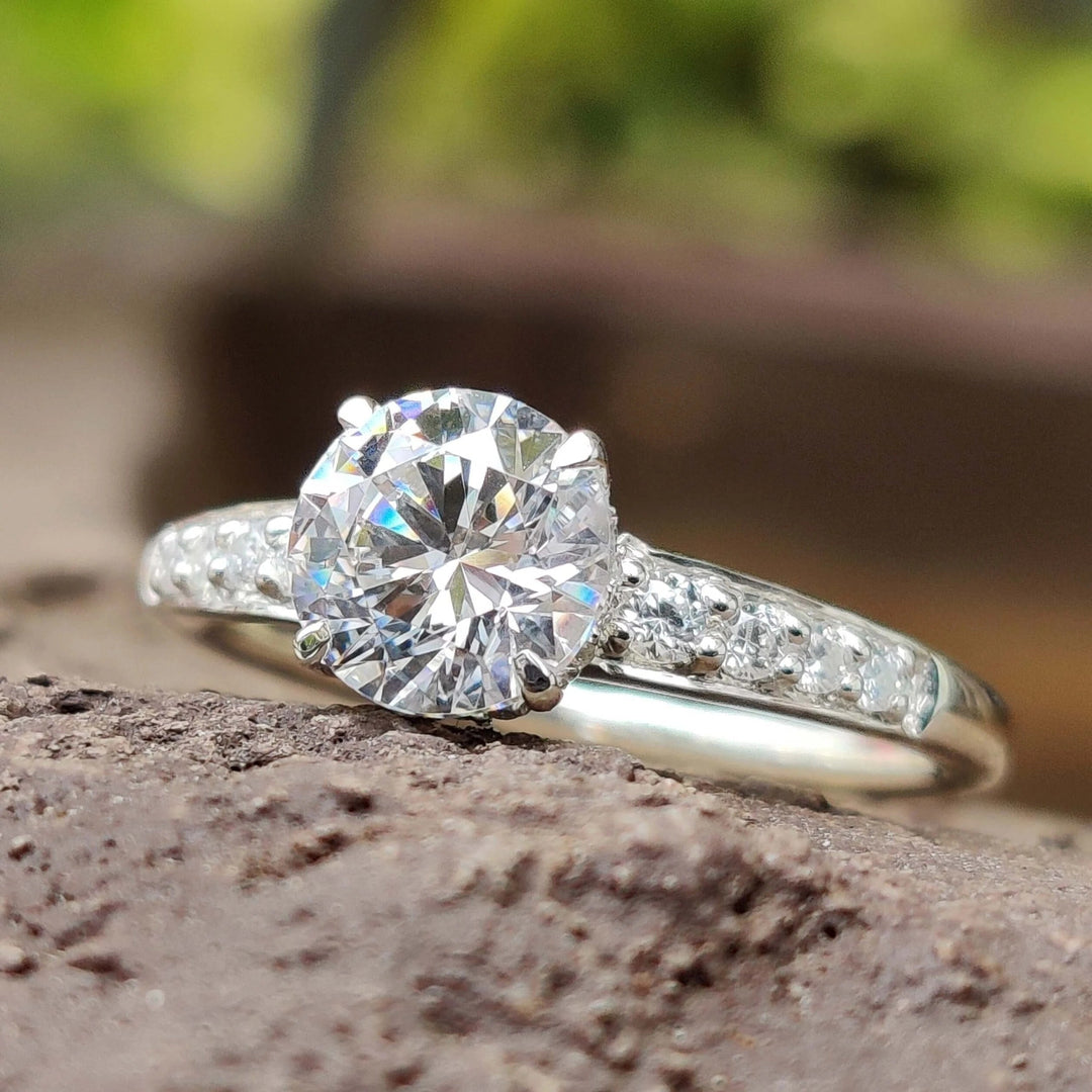 Moissanite Ring - Stunning Green Moissanite Engagement Ring