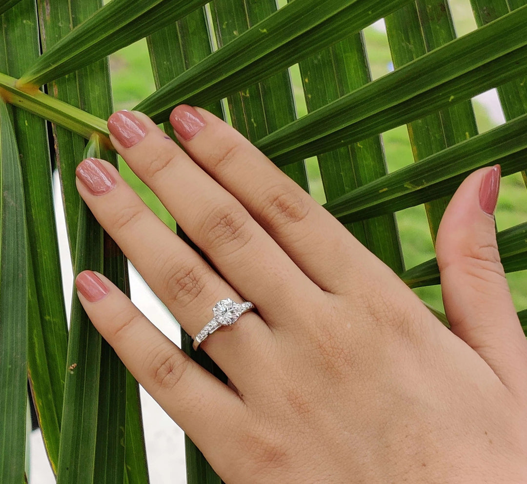 Moissanite Ring - Stunning Green Moissanite Engagement Ring