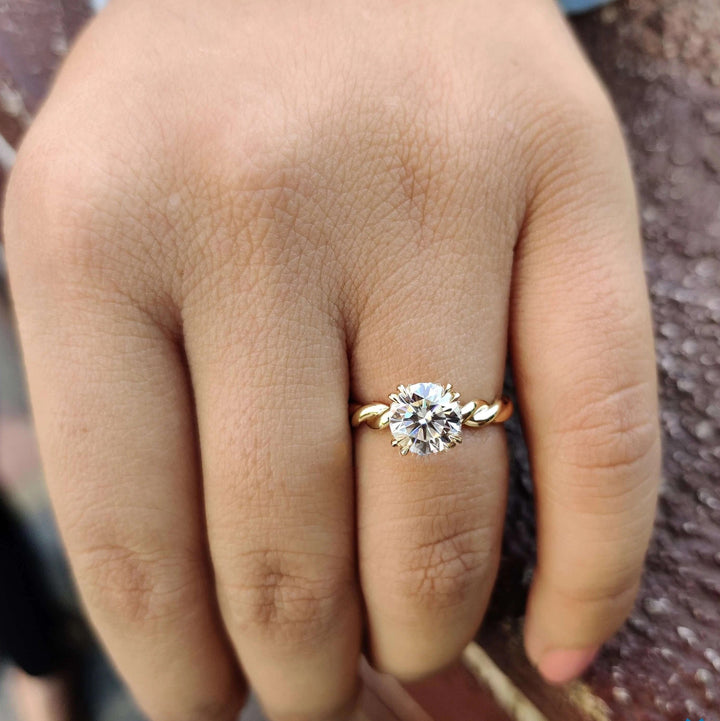 Moissanite Ring - Elegant Round Brilliant Cut Engagement Ring