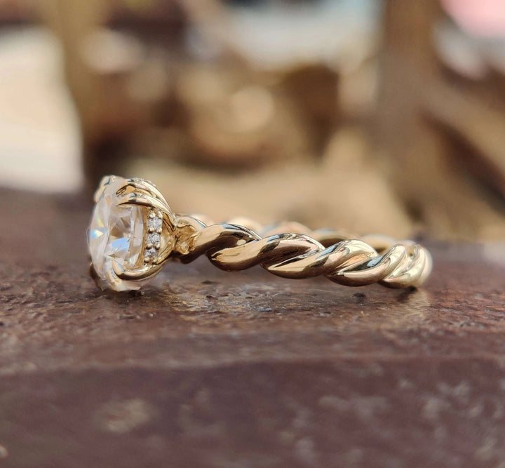 Moissanite Ring - Elegant Round Brilliant Cut Engagement Ring