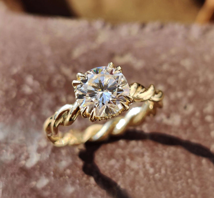 Moissanite Ring - Elegant Round Brilliant Cut Engagement Ring
