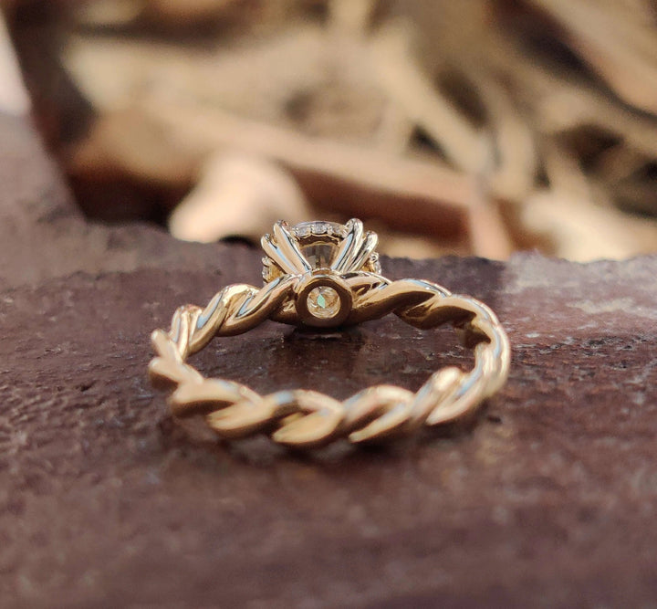 Moissanite Ring - Elegant Round Brilliant Cut Engagement Ring