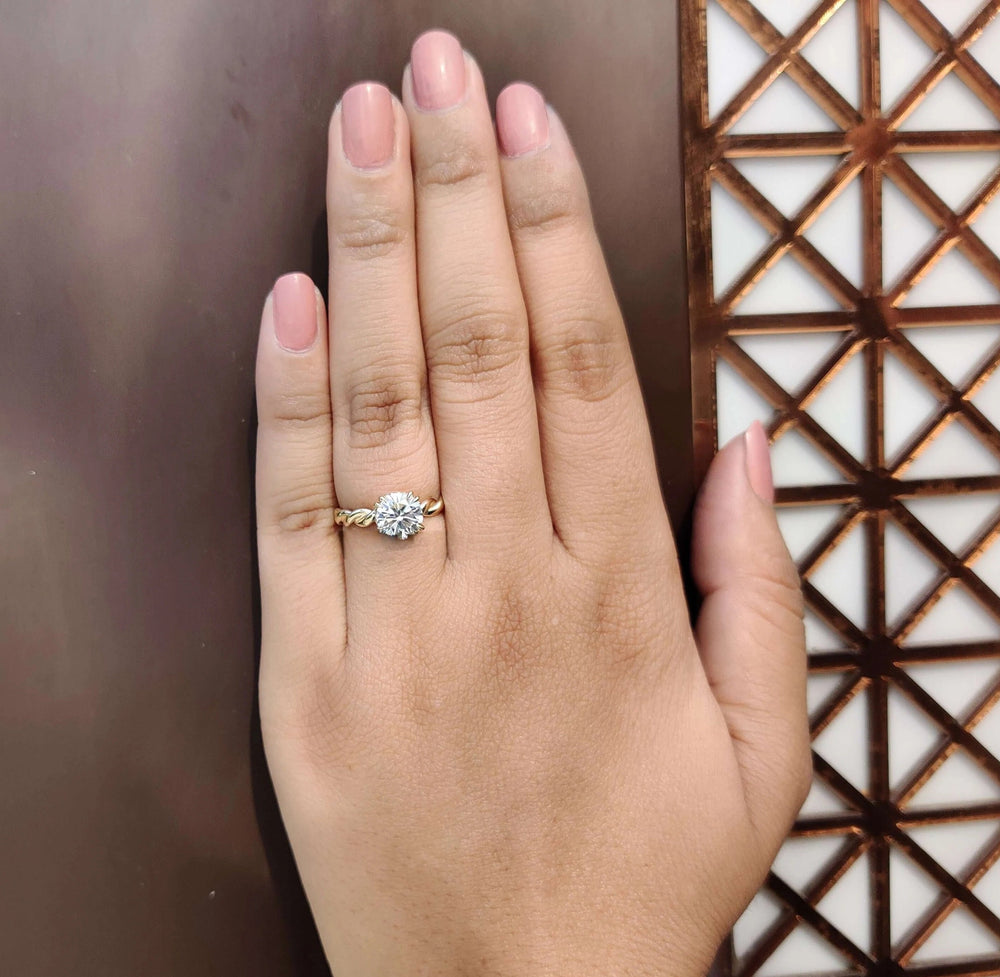 Moissanite Ring - Elegant Round Brilliant Cut Engagement Ring