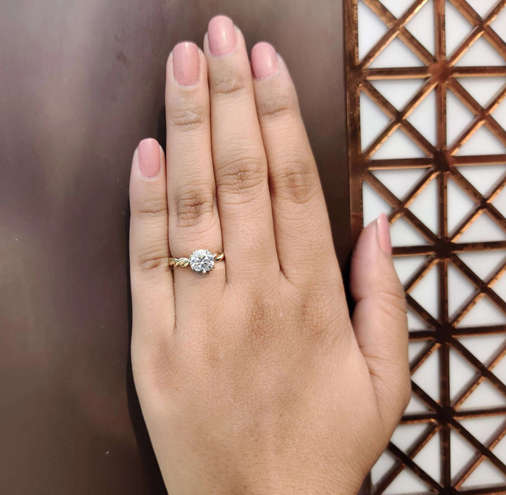 Moissanite Ring - Elegant Round Brilliant Cut Engagement Ring