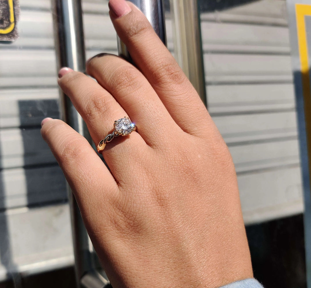 Moissanite Ring - Elegant Round Brilliant Cut Engagement Ring