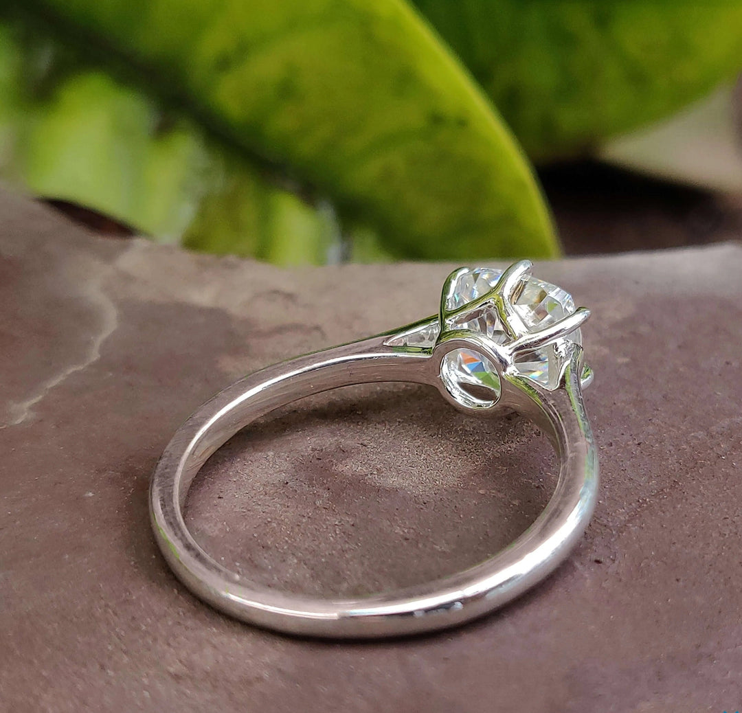 Moissanite Ring - Elegant Cushion Cut Solitaire Engagement Ring