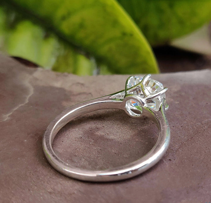 Moissanite Ring - Elegant Cushion Cut Solitaire Engagement Ring
