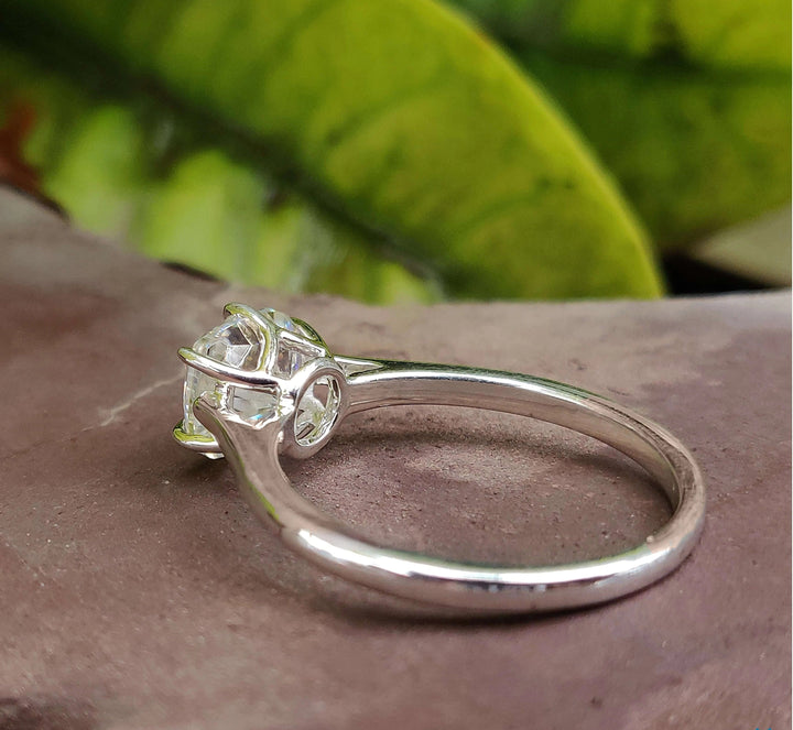 Moissanite Ring - Elegant Cushion Cut Solitaire Engagement Ring