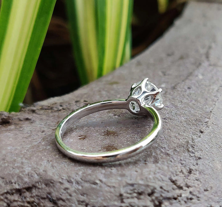 Moissanite Ring - Elegant Round Brilliant Solitaire Engagement Ring
