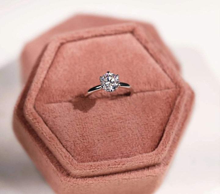 Moissanite Ring - Elegant Round Brilliant Solitaire Engagement Ring