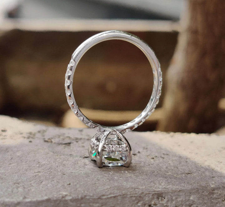 Moissanite Ring - Luxurious Round Cut Halo Engagement Ring Design