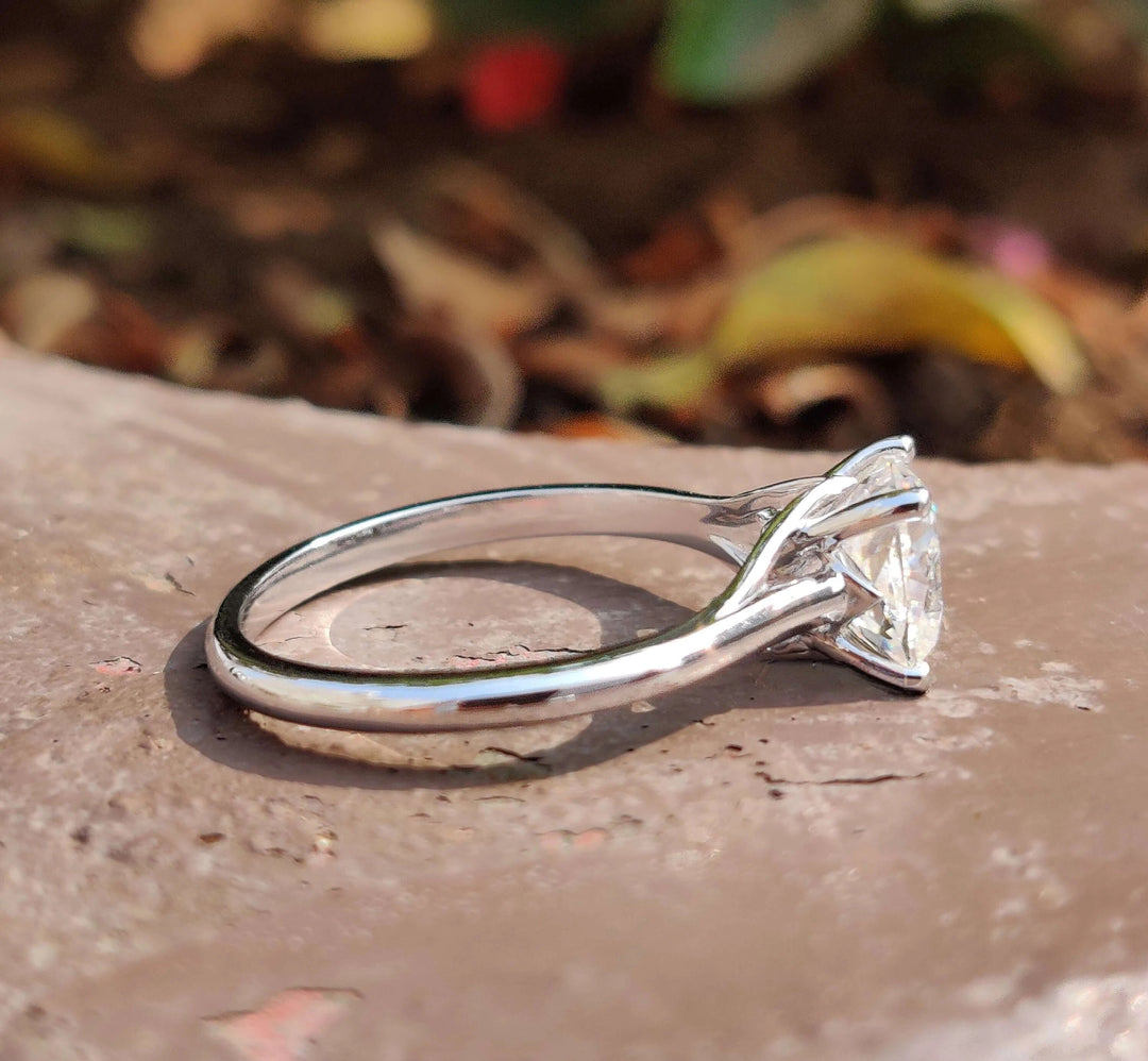 Cushion Cut Moissanite Solitaire Engagement Ring