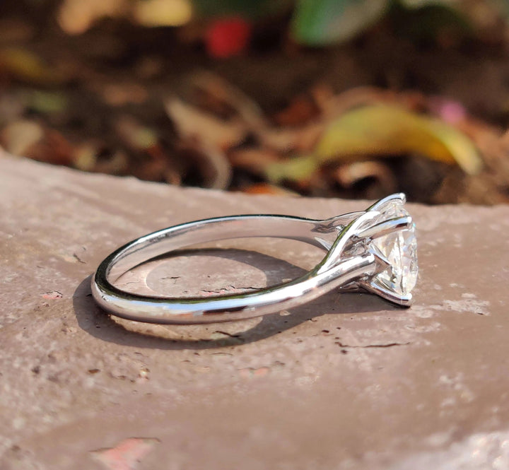 Cushion Cut Moissanite Solitaire Engagement Ring