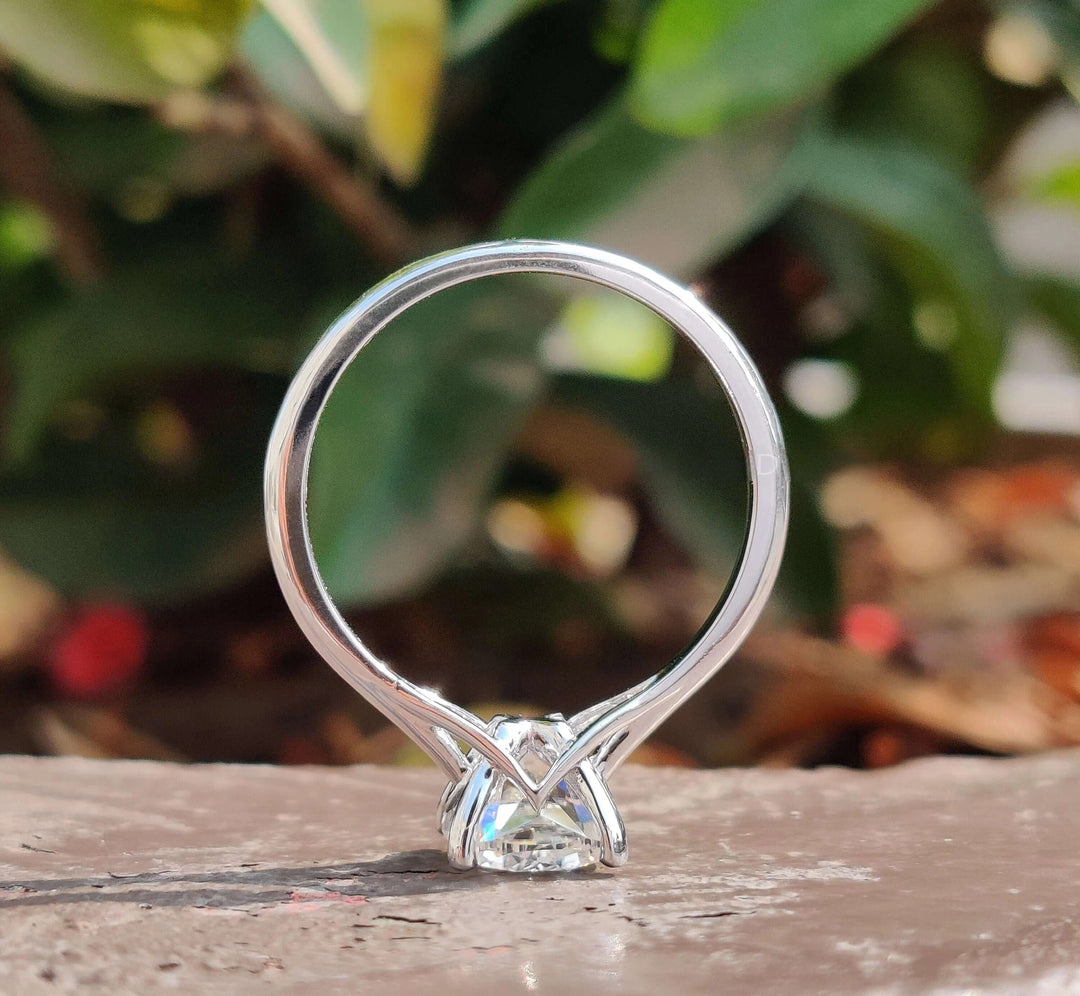 Cushion Cut Moissanite Solitaire Engagement Ring