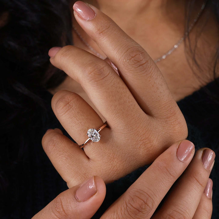 Lab Grown Diamond - Elegant Oval Cut Solitaire Engagement Ring