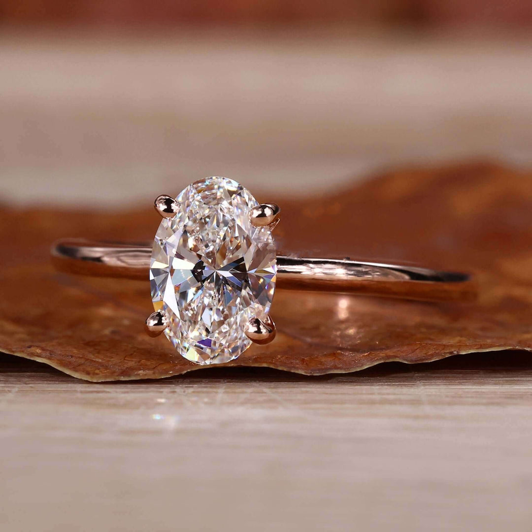 Lab Grown Diamond - Elegant Oval Cut Solitaire Engagement Ring