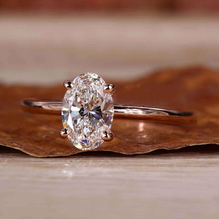 Lab Grown Diamond - Elegant Oval Cut Solitaire Engagement Ring