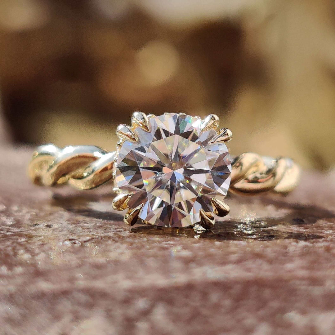 Moissanite Ring - Elegant Round Brilliant Cut Engagement Ring