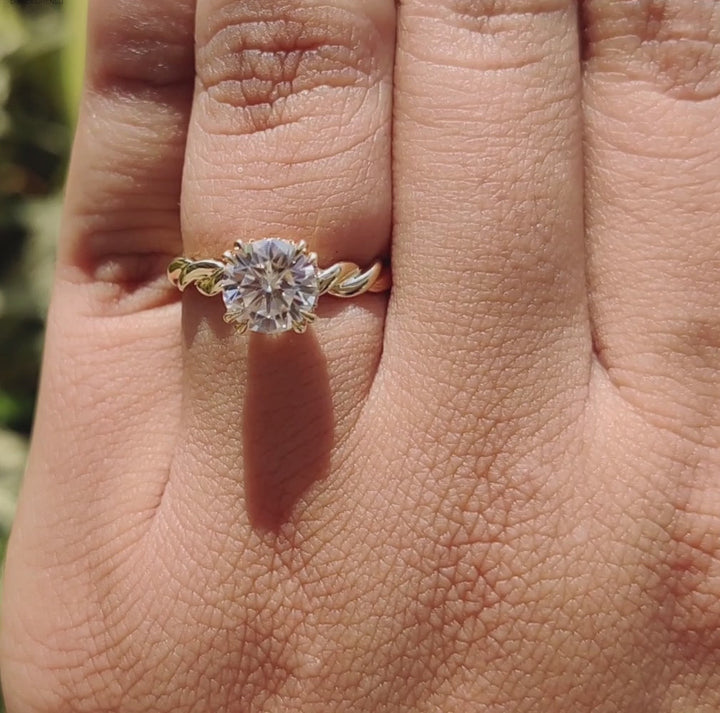 Moissanite Ring - Elegant Round Brilliant Cut Engagement Ring