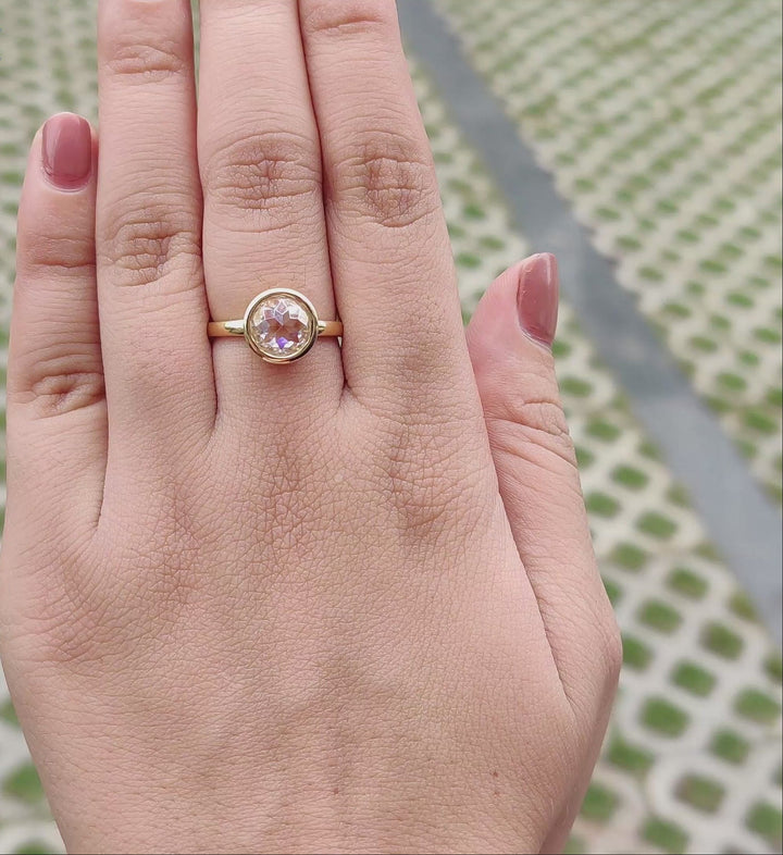 Moissanite Ring - Bezel Set Engagement Ring for Timeless Elegance