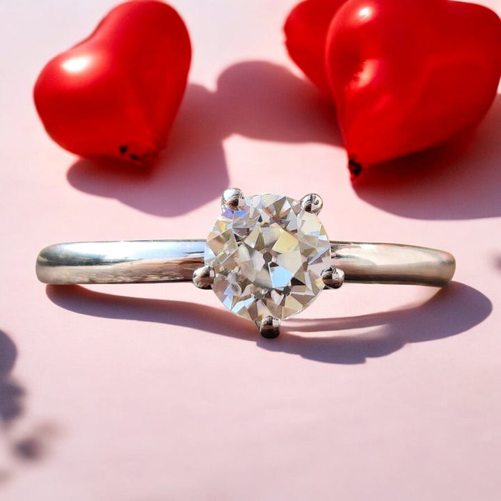 Moissanite Ring - Classic Old European Cut Solitaire Engagement Ring