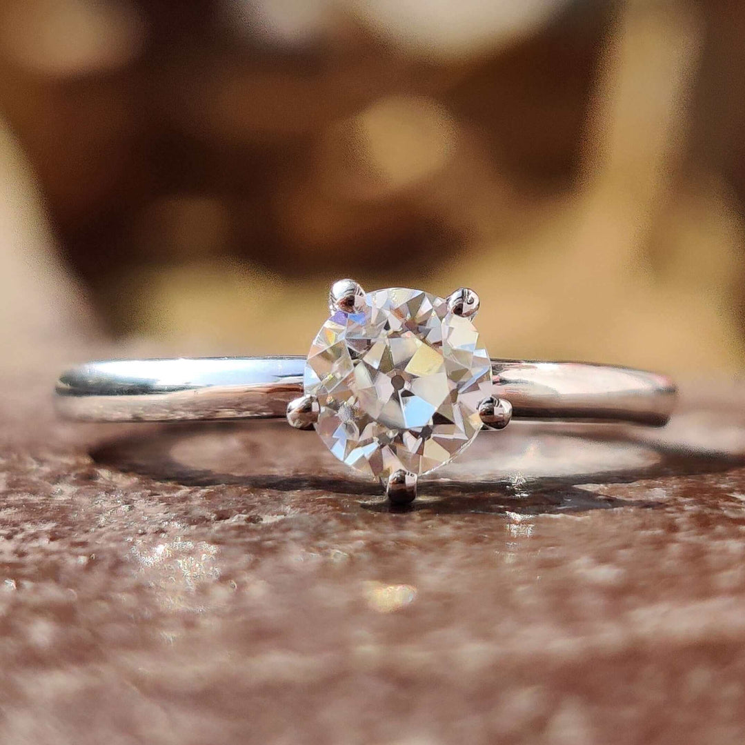 Moissanite Ring - Classic Old European Cut Solitaire Engagement Ring