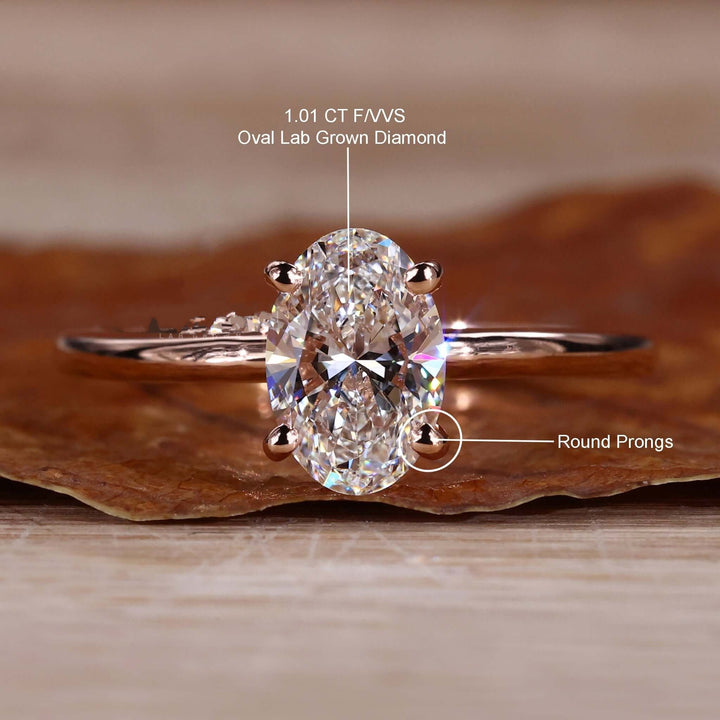 Lab Grown Diamond - Elegant Oval Cut Solitaire Engagement Ring