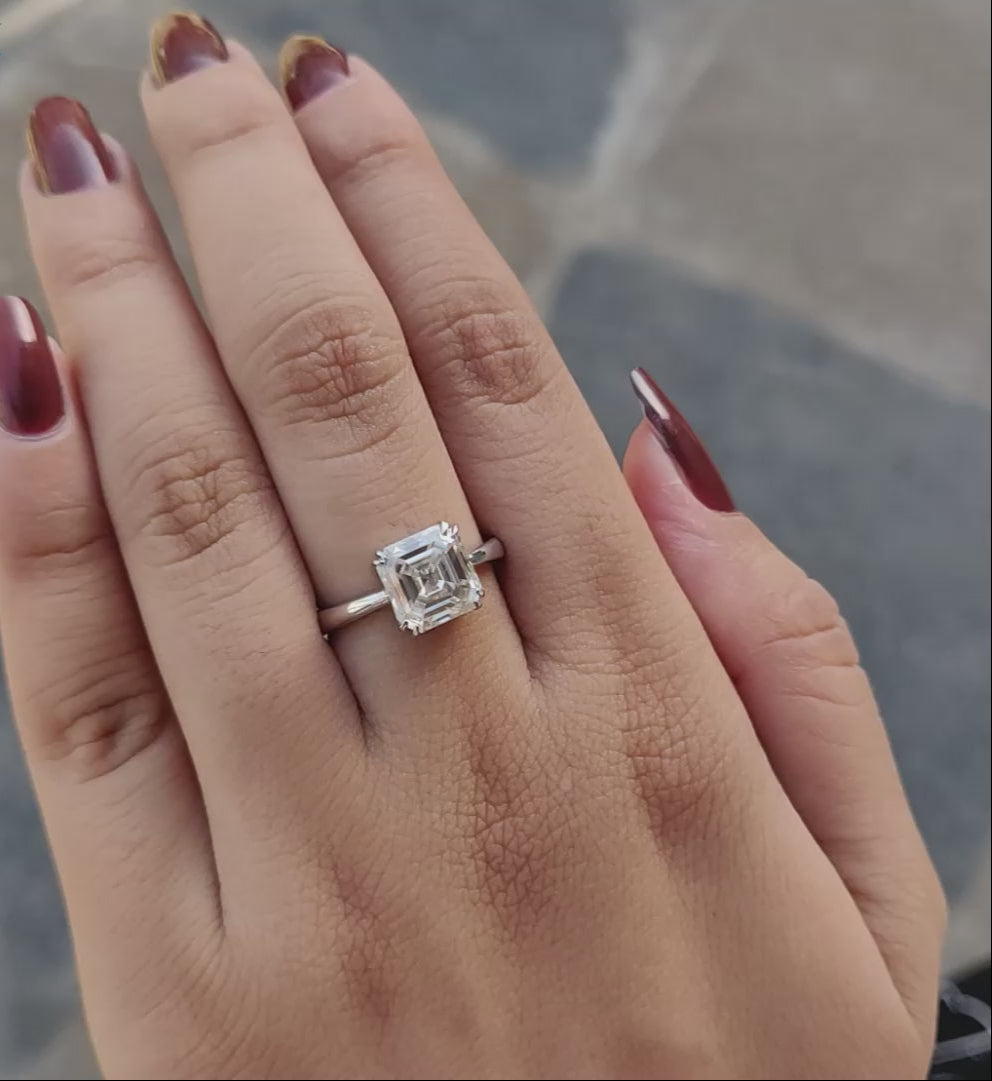 Moissanite Ring - Exquisite Asscher Engagement Ring for Timeless Love