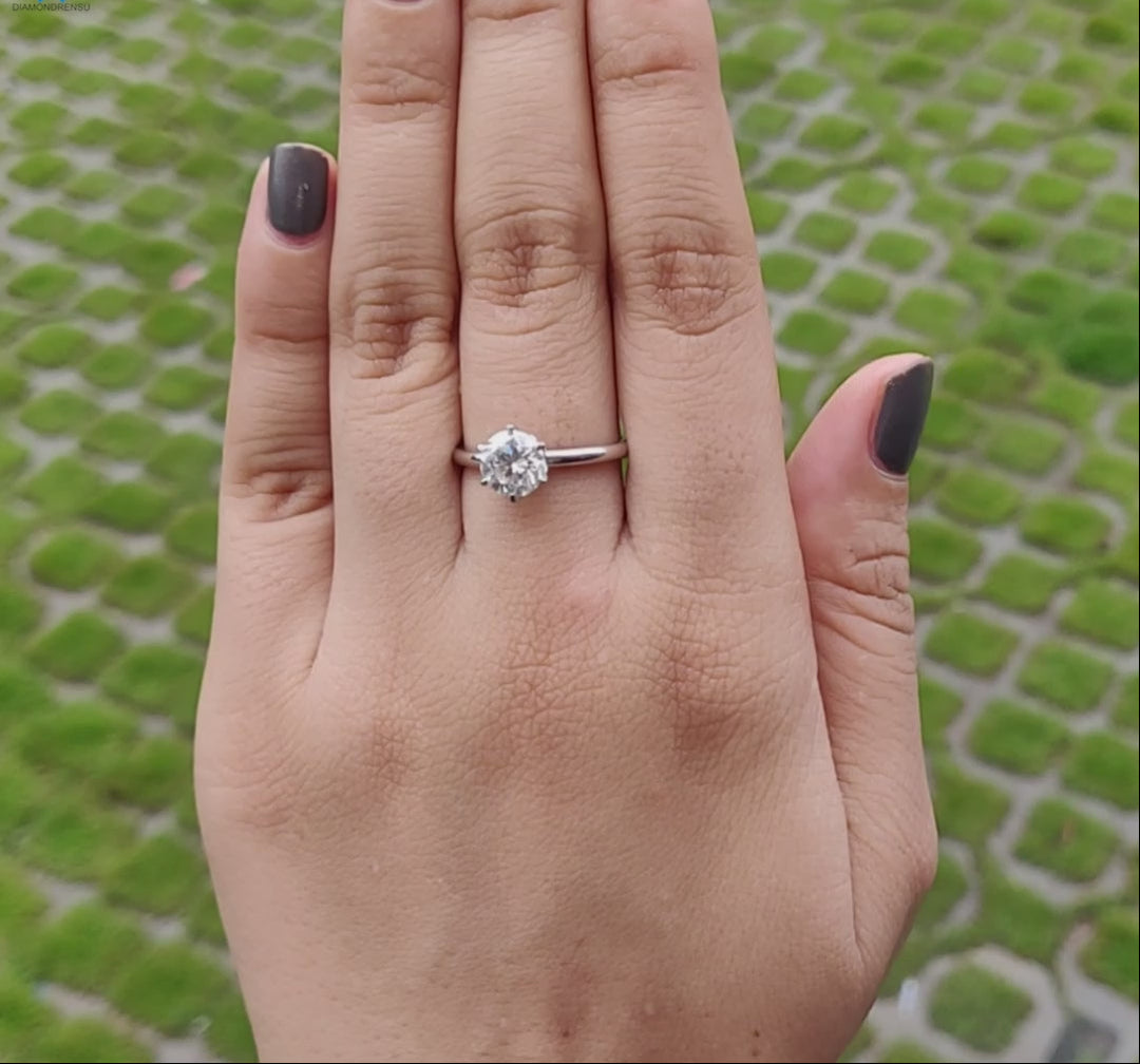 Moissanite Ring - Elegant Round Brilliant Solitaire Engagement Ring