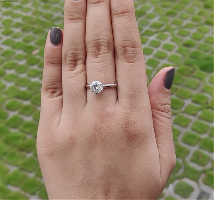 Moissanite Ring - Elegant Round Brilliant Solitaire Engagement Ring