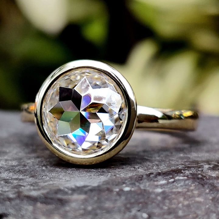 Moissanite Ring - Bezel Set Engagement Ring for Timeless Elegance