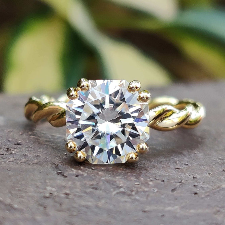 Moissanite Ring – Octagon Halo Engagement Band & Custom Prongs