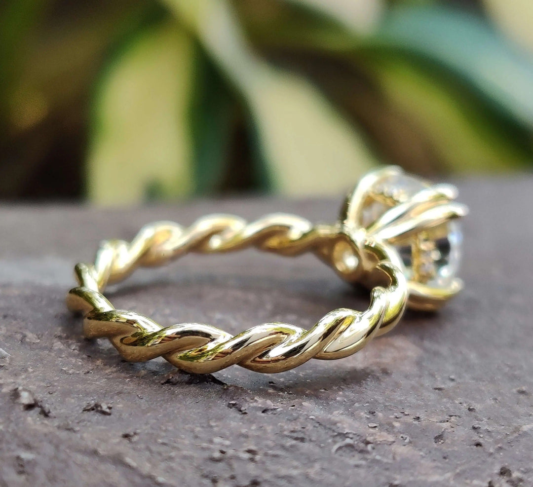 Moissanite Ring – Octagon Halo Engagement Band & Custom Prongs