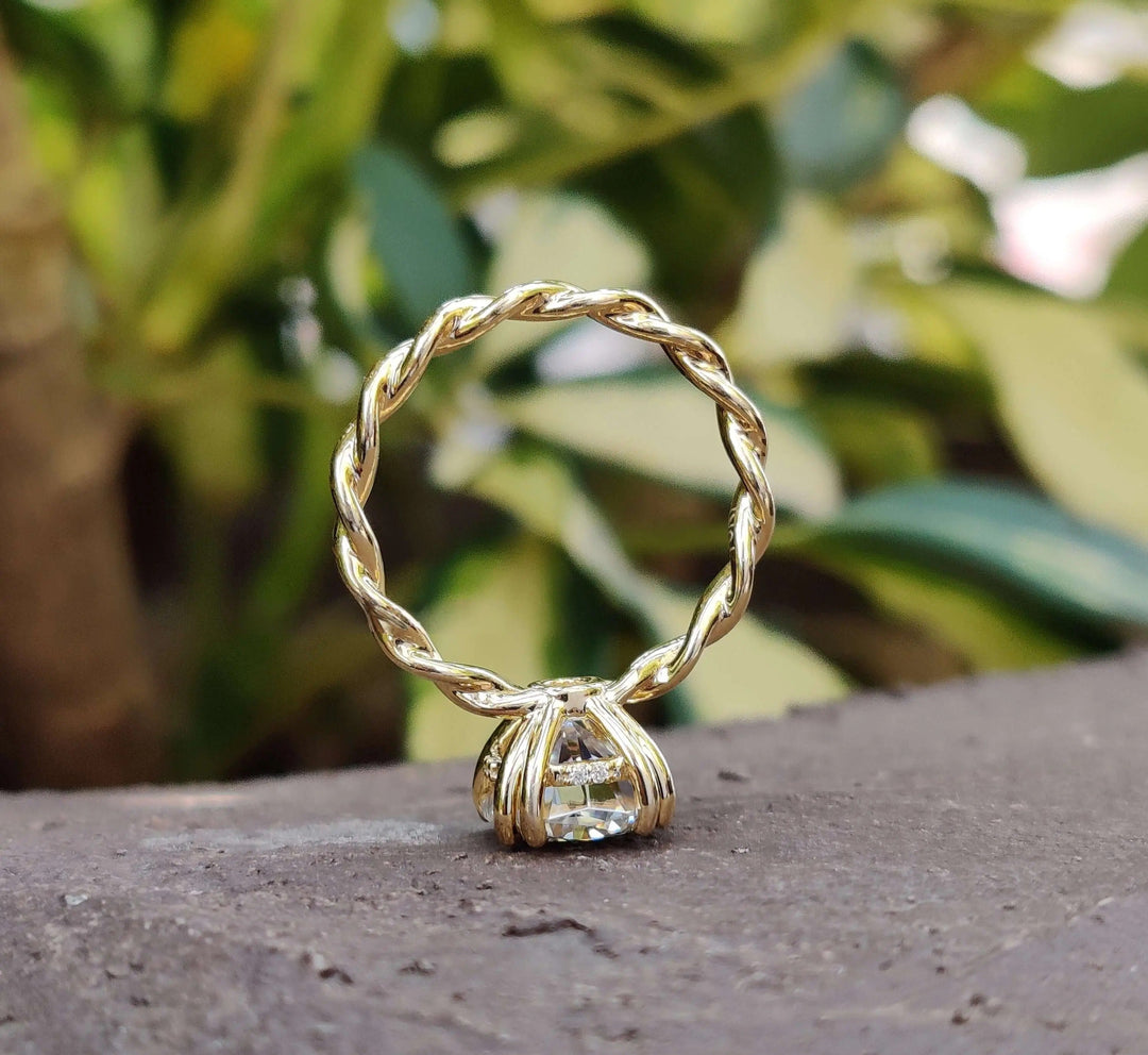 Moissanite Ring – Octagon Halo Engagement Band & Custom Prongs