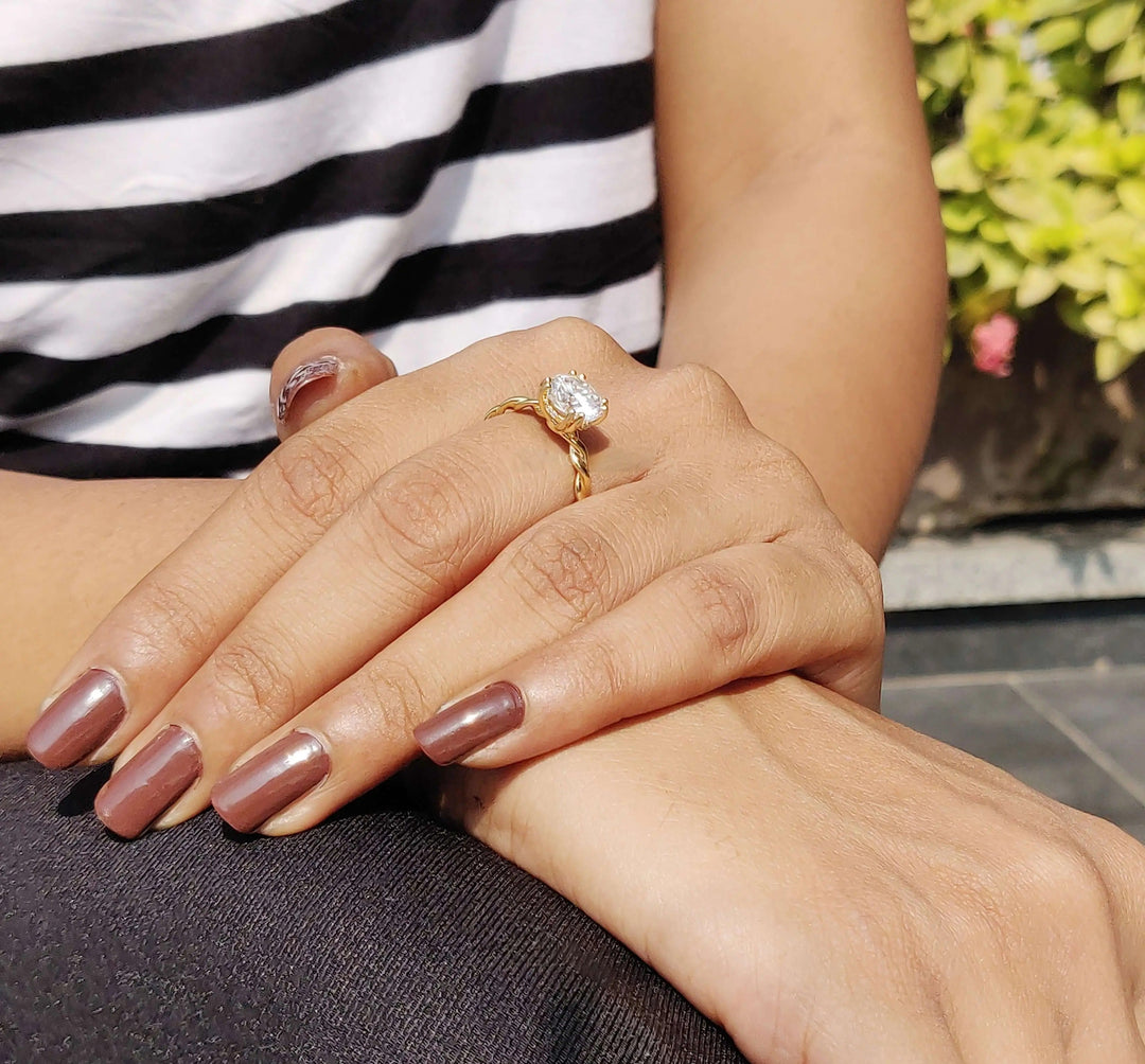 Moissanite Ring – Octagon Halo Engagement Band & Custom Prongs