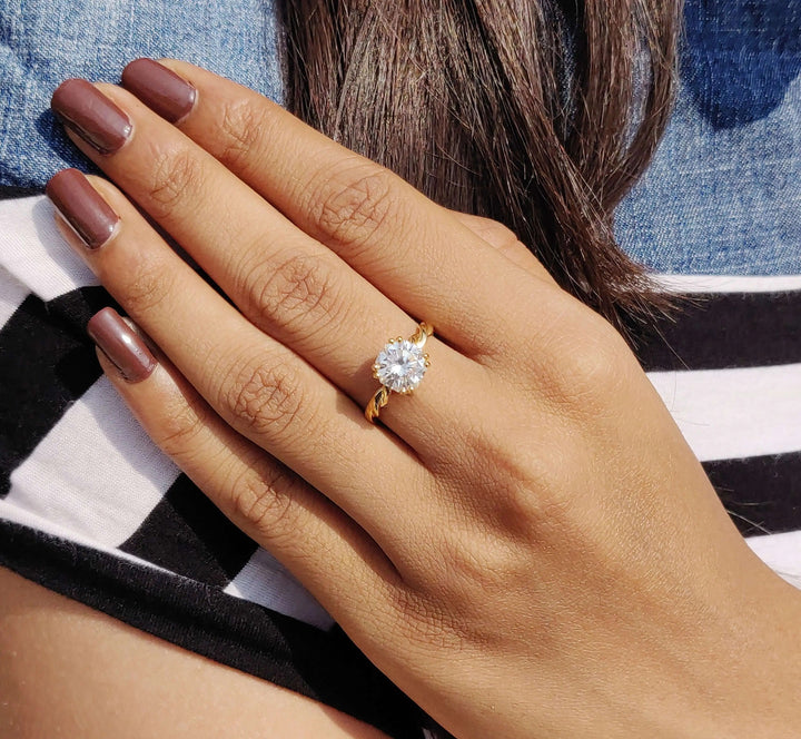 Moissanite Ring – Octagon Halo Engagement Band & Custom Prongs