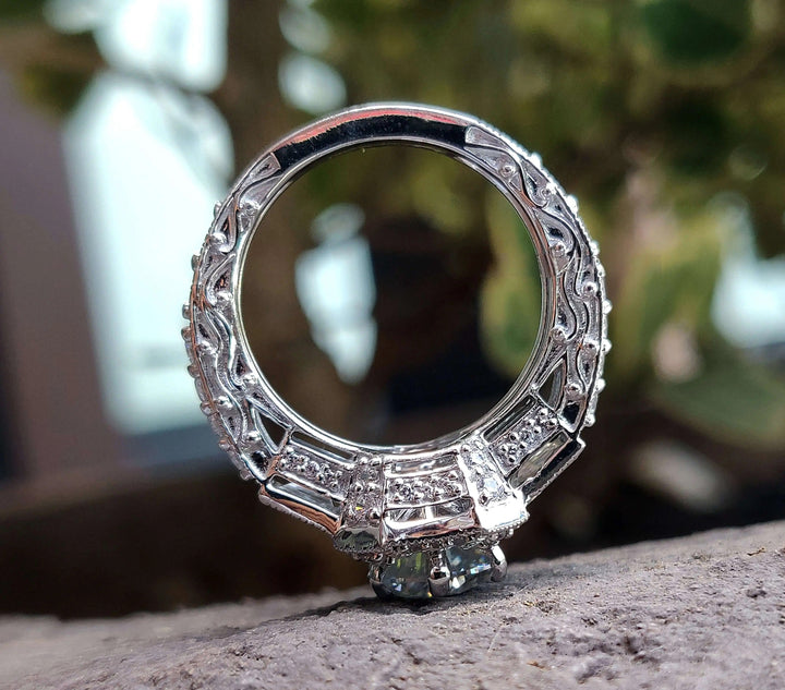 Moissanite Ring – Vintage Baguette Cut Art Deco Engagement Band